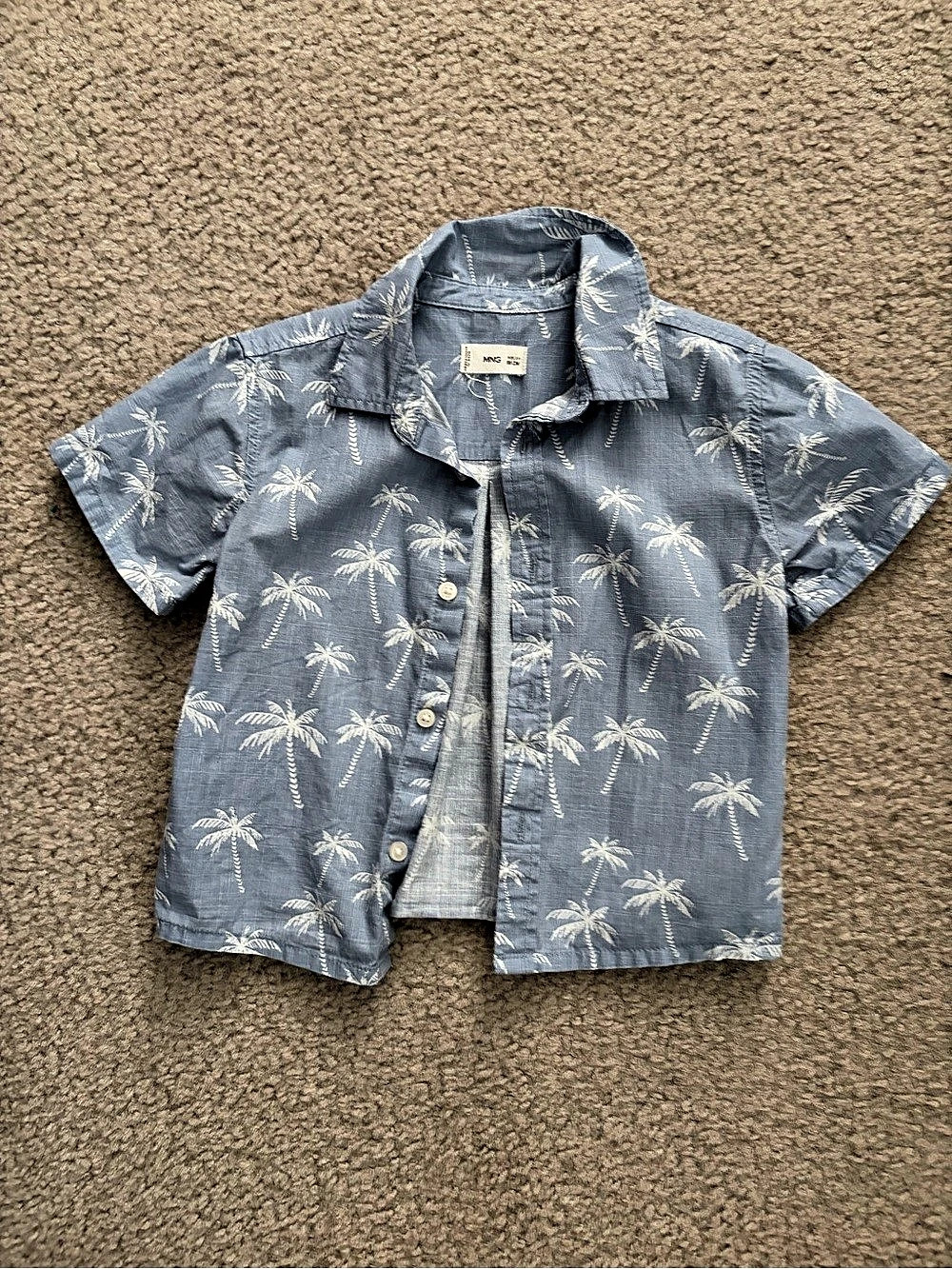 Mango Palm Print Short Sleeve Button Down Like New